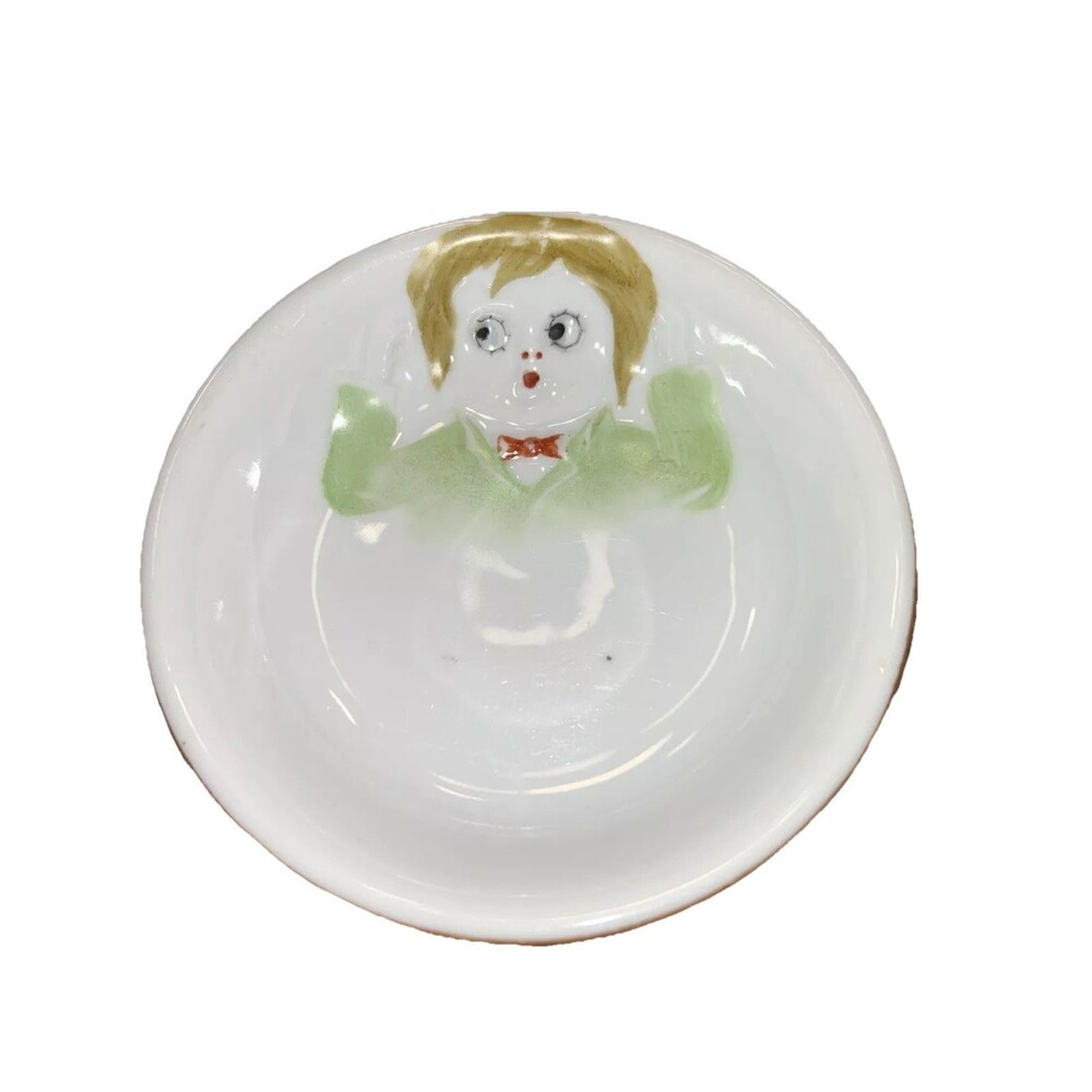 Nippon Boy Google Eyes Hand Painted Bowl Vintage